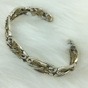 Vintage Carolyn Pollack Sterling Silver & Brass Scroll Work Bracelet Women’s OS